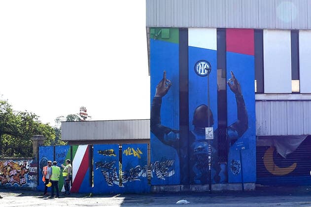 Db Milano 10 08 2021 - stadio San Siro murales Romelu Lukaku foto Daniele Buffa Image nella foto: murales Romelu Lukaku cancellato 