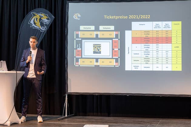 Jascha Maus Tigers Tuebingen, Head of Business Office The 26 year old Jasche Maus is the new head of the business office of the Tigers Tuebingen Tigers Tuebingen Strategy Presentation, Tuebingen, 10 08 2021 Tuebingen Copyright: xDennisxDuddek xEibnerxPressefotox EP_DDK