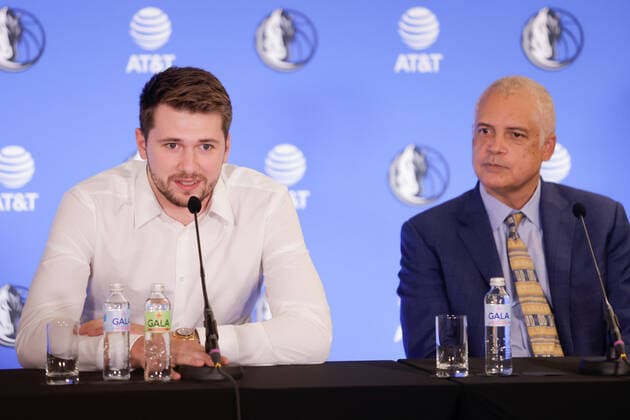 August 10, 2021, Ljubljana, Slovenia: NBA, Basketball Herren, USA star Luka Doncic and his agent at a press conference, PK, Pressekonferenz after signing a 5-year extension contract with Mavericks..Slovenian NBA star Luka Doncic signed a five-year 207-million-dollar contract extension with the Dallas Mavericks on Tuesday after Mavericks owner Mark Cuban, head coach Jason Kidd, general manager Nico Harrison and advisor Dirk Nowitzki arrived in Slovenia to formalize the deal. Ljubljana Slovenia - ZUMAs197 0129046354st Copyright: xLukaxDakskoblerx