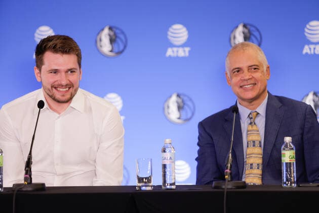 August 10, 2021, Ljubljana, Slovenia: NBA, Basketball Herren, USA star Luka Doncic and his agent Bill Duffy speak at a press conference, PK, Pressekonferenz after signing a 5-year extension contract..Slovenian NBA star Luka Doncic signed a five-year 207-million-dollar contract extension with the Dallas Mavericks on Tuesday after Mavericks owner Mark Cuban, head coach Jason Kidd, general manager Nico Harrison and advisor Dirk Nowitzki arrived in Slovenia to formalize the deal. Ljubljana Slovenia - ZUMAs197 0129046400st Copyright: xLukaxDakskoblerx