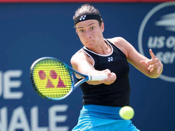 August 10, 2021, Montreal, PQ, Canada: Anastasija Sevastova of Latvia returns to Coco Gauff of the United States during first round of play at the National Bank Open tennis tournament Tuesday August 10, 2021 in Montreal. Anastasija Sevastova  - ZUMAc35_ 20210810_zaf_c35_007 Copyright: xPaulxChiassonx