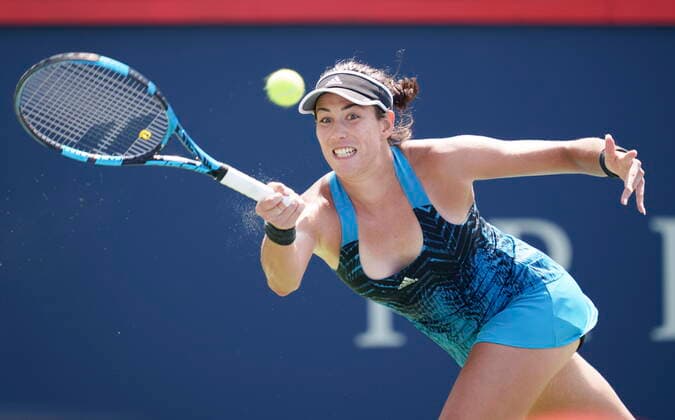 August 10, 2021, Montreal, PQ, Canada: Garbine Muguruza of Spain returns to Katerina Siniakova of the Czech Republic during second round of play at the National Bank Open tennis tournament Tuesday August 10, 2021 in Montreal. Garbine Muguruza  - ZUMAc35_ 20210810_zaf_c35_026 Copyright: xPaulxChiassonx