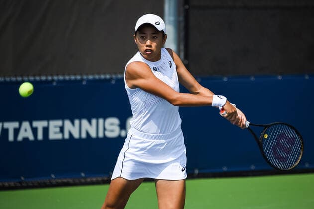 MONTREAL, QC - AUGUST 10: Shuai Zhang (CHN) returns the ball during the first round WTA, Tennis Damen National Bank Open match on August 10, 2021 at IGA Stadium in Montreal, QC (Photo by David Kirouac Icon Sportswire) TENNIS: AUG 10 National Bank Open Icon210810009