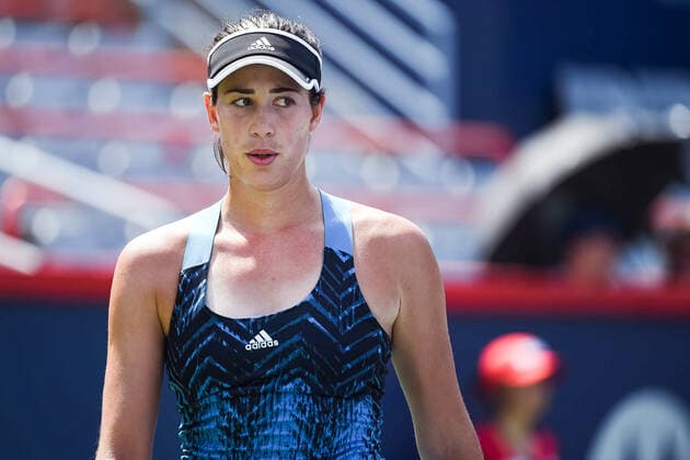 Sport Bilder des Tages MONTREAL, QC - AUGUST 10: Look on Grabine Muguruza (ESP) during the second round WTA, Tennis Damen National Bank Open match on August 10, 2021 at IGA Stadium in Montreal, QC (Photo by David Kirouac Icon Sportswire) TENNIS: AUG 10 National Bank Open Icon210810044