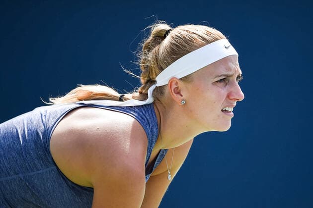 MONTREAL, QC - AUGUST 10: Look on Petra Kvitova (CZE) during the second round WTA, Tennis Damen National Bank Open match on August 10, 2021 at IGA Stadium in Montreal, QC (Photo by David Kirouac Icon Sportswire) TENNIS: AUG 10 National Bank Open Icon210810061