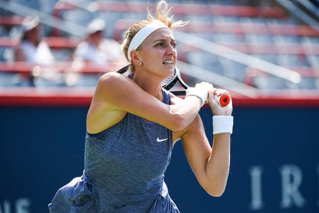 MONTREAL, QC - AUGUST 10: Look on Petra Kvitova (CZE) during the second round WTA, Tennis Damen National Bank Open match on August 10, 2021 at IGA Stadium in Montreal, QC (Photo by David Kirouac Icon Sportswire) TENNIS: AUG 10 National Bank Open Icon210810062