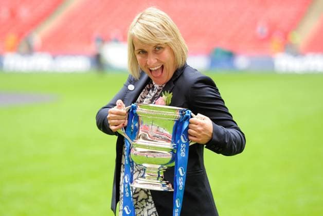Mandatory Credit: Photo by Joe Toth BPI Shutterstock (4917675as) Chelsea Ladies Manager Emma Hayes celebrates with the Women s FA Cup Trophy FA Women s Cup 2015 Final Chelsea Ladies v Notts County Ladies Wembley Stadium, Wembley, London, United Kingdom - 1 Aug 2015 Editorial use only. No merchandising. For Football images FA and Premier League restrictions apply inc. no internet mobile usage without FAPL license - for details contact Football Dataco FA Women s Cup 2015 Final Chelsea Ladies v Notts County Ladies Wembley Stadium, Wembley, London, United Kingdom - 1 Aug 2015 Editorial use only. No merchandising. For Football images FA and Premier League restrictions apply inc. no internet mobile usage without FAPL license - for details contact Football Dataco  Copyright: xJoexToth BPI Shutterstockx 4917675as