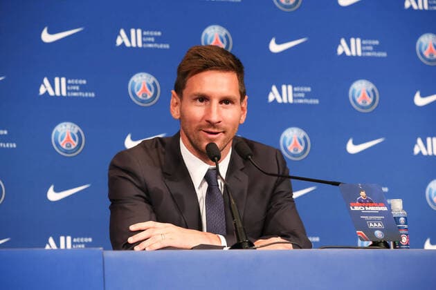 Paris 11 August 2021, Press conference and presentation Leonel Messi Paris Saint Germain v l , Leonel Messi Paris Saint Germain Copyright: AntonioxBorga