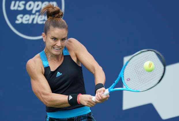 August 11, 2021, Montreal, PQ, Canada: Maria Sakkari, of Greece, returns to Veronica Kudermetova, of Russia, during second round National Bank Open women s tennis tournament action, in Montreal, Wednesday, Aug. 11, 2021. Maria Sakkari  - ZUMAc35_ 20210811_zaf_c35_004 Copyright: xPaulxChiassonx