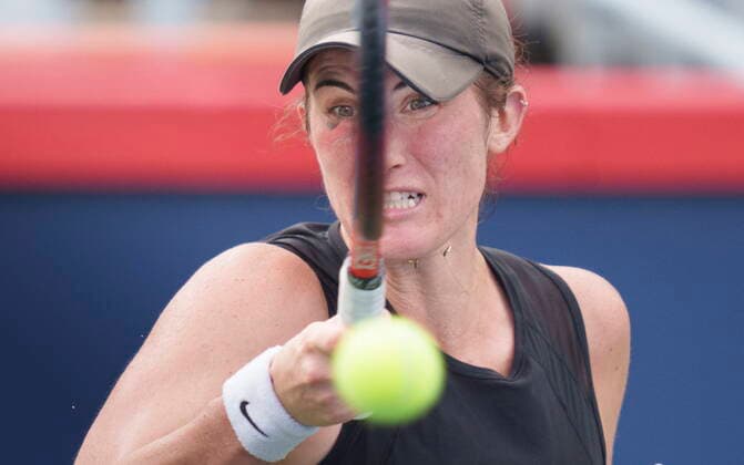 August 11, 2021, Montreal, PQ, Canada: Canada s Rebecca Marino returns to Paula Badosa, of Spain, during second round National Bank Open women s tennis tournament action, in Montreal, Wednesday, Aug. 11, 2021. Rebecca Marino  - ZUMAc35_ 20210811_zaf_c35_007 Copyright: xPaulxChiassonx