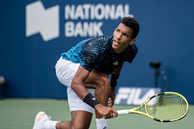 August 11, 2021, Toronto, on, Canada: CanadaÃ¢â‚¬â ¢s Felix Auger-Aliassime looks on during MenÃ¢â‚¬â ¢s National Bank Open tennis action against SerbiaÃ¢â‚¬â ¢s Dusan Lajovic, in Toronto, Wednesday, Aug. 11, 2021. Canada News - August 11, 2021  - ZUMAc35_ 20210811_zaf_c35_035 Copyright: xChristopherxKatsarovx