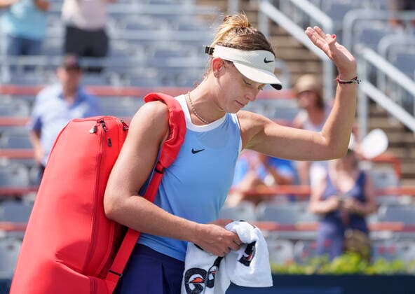 August 11, 2021, Montreal, PQ, Canada: Paula Badosa, of Spain, leaves the court following her second round National Bank Open women s tennis tournament loss to Canada s Rebecca Marino, in Montreal, Wednesday, Aug. 11, 2021. Paula Badosa  - ZUMAc35_ 20210811_zaf_c35_065 Copyright: xPaulxChiassonx