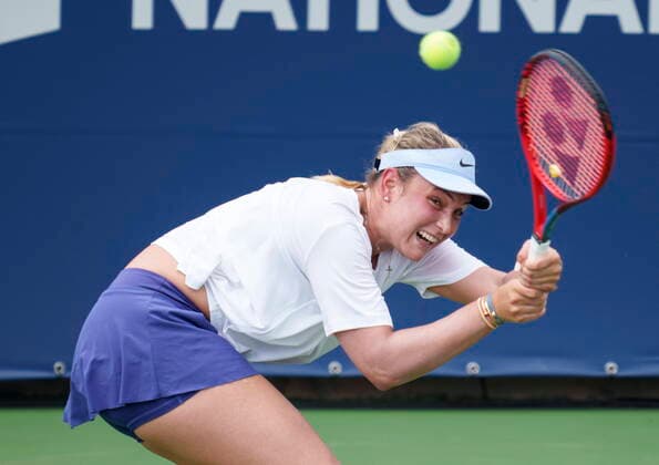 August 11, 2021, Montreal, PQ, Canada: Donna Vekic, of Croatia, returns to Karolina Pliskova, of the Czech Republic, during second round National Bank Open women s tennis tournament action, in Montreal, Wednesday, Aug. 11, 2021. Donna Vekic  - ZUMAc35_ 20210811_zaf_c35_092 Copyright: xPaulxChiassonx