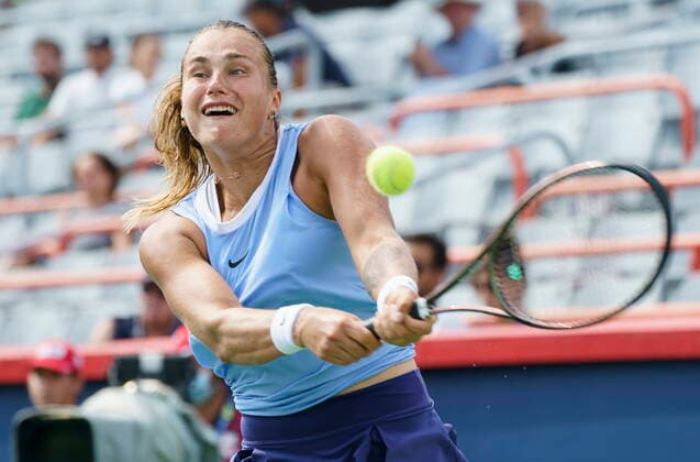 August 11, 2021, Montreal, PQ, Canada: Aryna Sabalemka, of Belarus, returns to Sloane Stephens, of the Unites States, during second round National Bank Open women s tennis tournament action, in Montreal, Wednesday, Aug. 11, 2021. Aryna Sabalemka  - ZUMAc35_ 20210811_zaf_c35_102 Copyright: xPaulxChiassonx