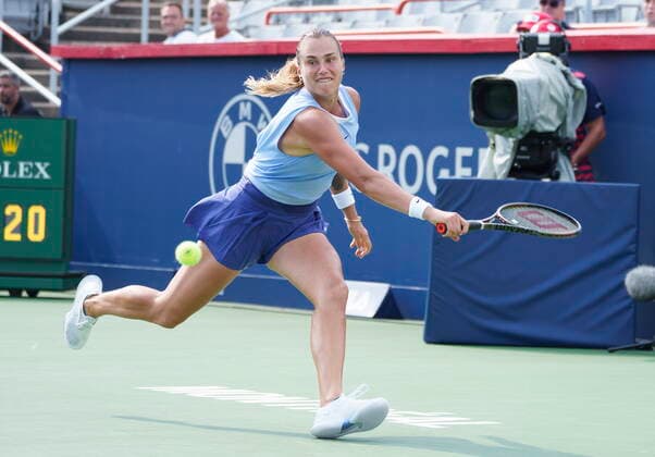 August 11, 2021, Montreal, PQ, Canada: Aryna Sabalemka, of Belarus, returns to Sloane Stephens, of the Unites States, during second round National Bank Open women s tennis tournament action, in Montreal, Wednesday, Aug. 11, 2021. Aryna Sabalemka  - ZUMAc35_ 20210811_zaf_c35_104 Copyright: xPaulxChiassonx