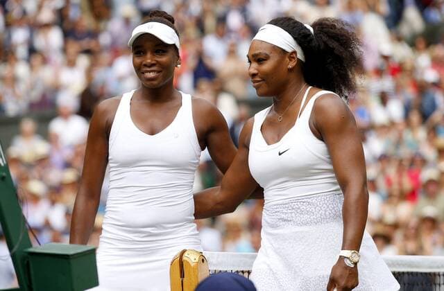 Mandatory Credit: Photo by Ella Ling Bpi Shutterstock (4896934c) Venus and Serena Williams hug following their match at Wimbledon, 2015 Wimbledon Championships 2015 Day Seven All England Lawn Tennis & Croquet Club, Church Rd, London, United Kingdom - 6 Jul 2015 Editorial use only. No merchandising. Wimbledon Championships 2015 Day Seven All England Lawn Tennis & Croquet Club, Church Rd, London, United Kingdom - 6 Jul 2015 Editorial use only. No merchandising.  Copyright: xEllaxLing Bpi Shutterstockx 4896934c