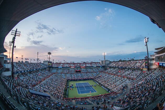 MONTREAL, QC - AUGUST 11:General view of IGA Stadium during the second round WTA, Tennis Damen National Bank Open match on August 11, 2021 at IGA Stadium in Montreal, QC (Photo by Vincent Ethier Icon Sportswire) TENNIS: AUG 11 National Bank Open Icon2108112762