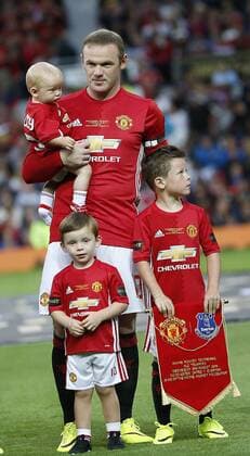Mandatory Credit: Photo by Magi Haroun Shutterstock (5809554i) ROONEY IN LINE UP WITH SONS KAI-KLAY AND KIT Manchester United, ManU v Everton, Wayne Rooney Testimonial, Football, Old Trafford, UK - 03 Aug 2016 EDITORIAL USE ONLY No use with unauthorised audio, video, data, fixture lists (outside the EU), club league logos or live services. Online in-match use limited to 45 images (+15 in extra time). No use to emulate moving images. No use in betting, games or single club league player publications services. Manchester United v Everton, Wayne Rooney Testimonial, Football, Old Trafford, UK - 03 Aug 2016 EDITORIAL USE ONLY No use with unauthorised audio, video, data, fixture lists (outside the EU), club league logos or live services. Online in-match use limited to 45 images (+15 in extra time). No use to emulate moving images. No use in betting, games or Copyright: xMagixHaroun Shutterstockx 5809554i