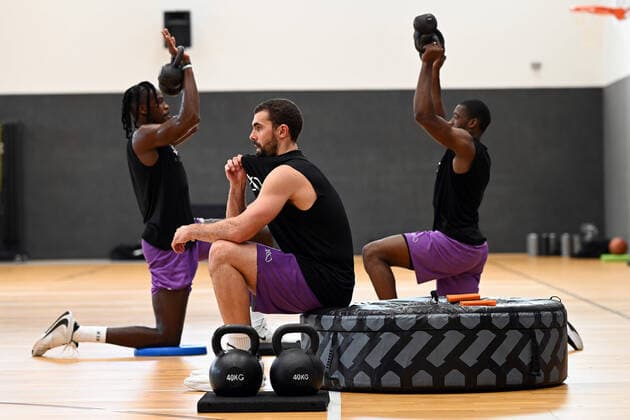 BG Göttingen training kick-off 11 08 2021, Basketball Bundesliga easyCredit BBL, 2021 2022 season, BG Göttingen James Dickey l , Harper Kamp and Kamar Baldwin Göttingen Lower Saxony Germany.