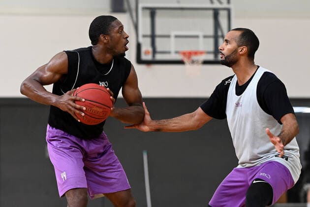 BG Göttingen training kick-off 11 08 2021, Basketball Bundesliga easyCredit BBL, 2021 2022 season, BG Göttingen Kamar Baldwin l vs Akeem Vargas Göttingen Lower Saxony Germany