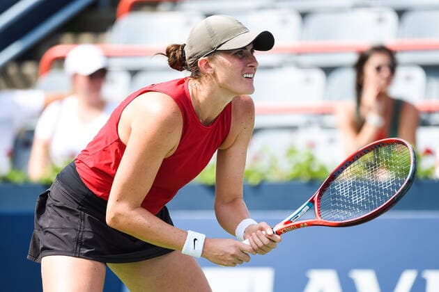 August 12, 2021: Rebecca Marino (CAN) waits for service during the WTA, Tennis Damen National Bank Open third round match at IGA Stadium in Montreal, Quebec. CSM Montreal Canada - ZUMAc04_ 20210812_zaf_c04_001 Copyright: xDavidxKirouacx