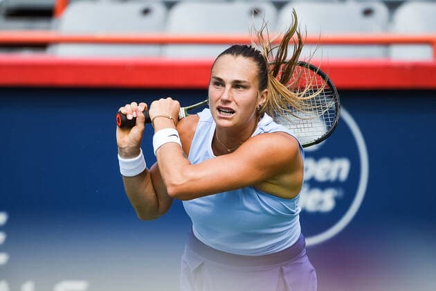 August 12, 2021: Look on Aryna Sabalenka (BLR) during the WTA, Tennis Damen National Bank Open third round match at IGA Stadium in Montreal, Quebec. CSM Montreal Canada - ZUMAc04_ 20210812_zaf_c04_005 Copyright: xDavidxKirouacx