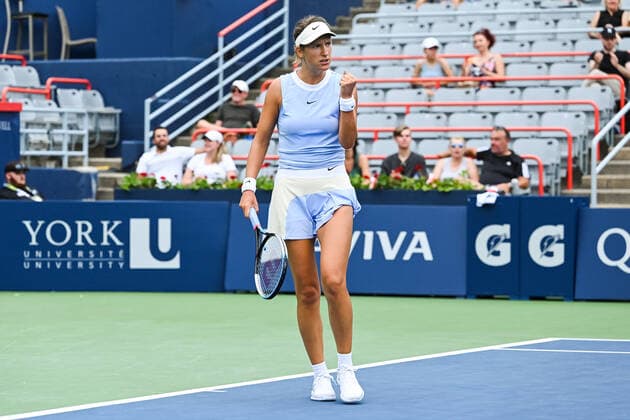 August 12, 2021: Victoria Azarenka (BLR) =shows pride after scoring a point during the WTA, Tennis Damen National Bank Open third round match at IGA Stadium in Montreal, Quebec. CSM Montreal Canada - ZUMAc04_ 20210812_zaf_c04_027 Copyright: xDavidxKirouacx