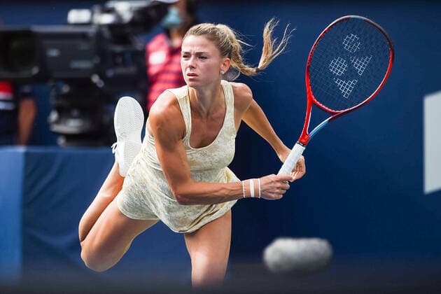 August 12, 2021: Look on Camila Giorgi (ITA) during the WTA, Tennis Damen National Bank Open third round match at IGA Stadium in Montreal, Quebec. CSM Montreal Canada - ZUMAc04_ 20210812_zaf_c04_038 Copyright: xDavidxKirouacx