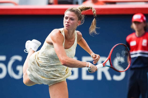 MONTREAL, QC - AUGUST 12: Look on Camila Giorgi (ITA) during the third round WTA, Tennis Damen National Bank Open match on August 12, 2021 at IGA Stadium in Montreal, QC (Photo by David Kirouac Icon Sportswire) TENNIS: AUG 12 National Bank Open Icon210812066
