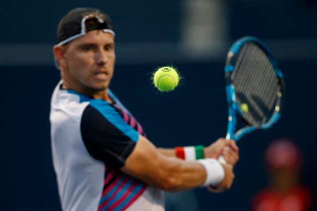 August 12, 2021, Toronto, on, Canada: James Duckworth of Australia returns a ball to Daniil Medvedev of Russia during National Bank Open men s tennis action, in Toronto, Thursday, Aug. 12, 2021. Canada News - August 12, 2021  - ZUMAc35_ 20210812_zaf_c35_184 Copyright: xColexBurstonx