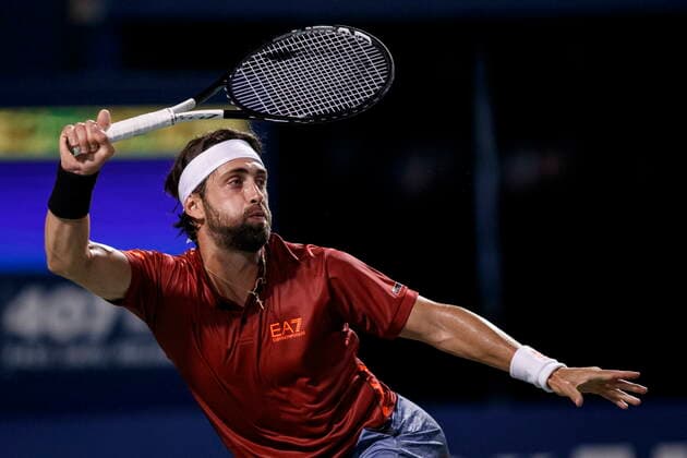 August 12, 2021, Toronto, on, Canada: Nikoloz Basilashvili, of Georgia, returns a ball to Hubert Hurkacz, of Poland, during their match at National Bank Open men s tennis action, in Toronto, Thursday, Aug. 12, 2021. Canada News - August 12, 2021  - ZUMAc35_ 20210812_zaf_c35_253 Copyright: xColexBurstonx