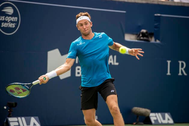 August 13, 2021, Toronto, Ontario, Canada: Casper Ruud pictured in his Quarter-final match of the National Bank Open against Stefanos Tsitsipas. Toronto Canada - ZUMAc232 20210813_zip_c232_002 Copyright: xGilesxCampbellx
