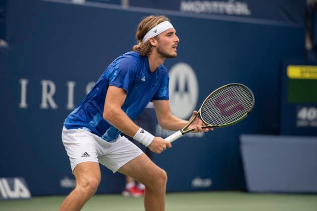August 13, 2021, Toronto, Ontario, Canada: Stefanos Tsitsipas pictured in his Quarter-final match of the National Bank Open against Casper Ruud. Toronto Canada - ZUMAc232 20210813_zip_c232_011 Copyright: xGilesxCampbellx