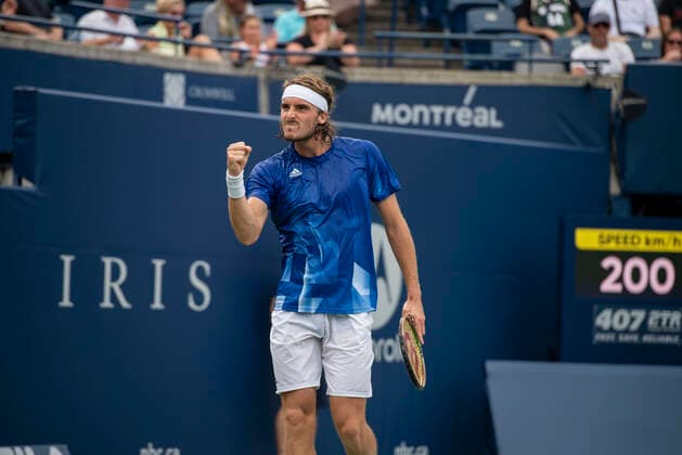August 13, 2021, Toronto, Ontario, Canada: Stefanos Tsitsipas pictured in his Quarter-final match of the National Bank Open against Casper Ruud. Toronto Canada - ZUMAc232 20210813_zip_c232_012 Copyright: xGilesxCampbellx