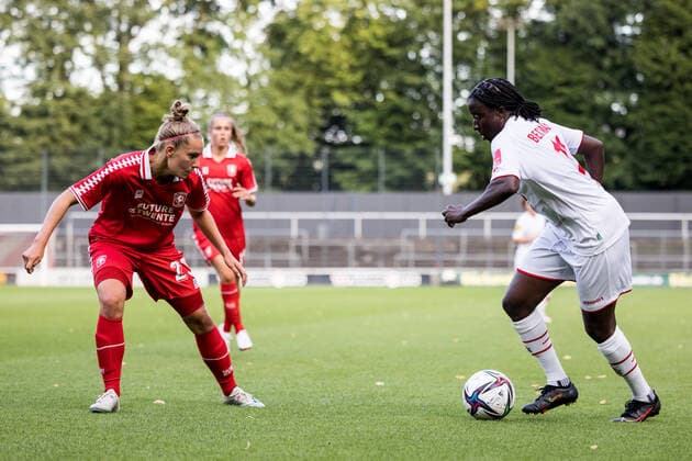 Test Match, 1 FC Koeln Women FC Twente Vrouwen 13 08 2021 Lysanne Van der Wal 23, FC Twente Vrouwen , Eunice Beckmann 11, 1 FC Koeln Test Match, 1 FC Koeln Women FC Twente Vrouwen, Franz Kremer Stadion DFL REGULATIONS PROHIBIT ANY USE OF PHOTOGRAPHS AS IMAGE SEQUENCES AND OR QUASI VIDEO Copyright: xBEAUTIFULxSPORTS Wunderlx