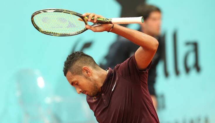 Mandatory Credit: Photo by BPI Shutterstock (5674388ax) A Dejected Nick Kyrgios in his 3 set Quarter Final defeat to Kei Nishikori from Japan during Day 5 of the Mutua Madrid Open at La Caja Magica, Madrid on 5th May 201 ATP, Tennis Herren WTA, Tennis Damen Tennis World Tour 2016 Mutua Madrid Open 2016 Day Six La Caja Magica, Madrid, Spain - 6 May 2016 ATP WTA Tennis World Tour 2016 Mutua Madrid Open 2016 Day Six La Caja Magica, Madrid, Spain - 6 May 2016  Copyright: xBPI Shutterstockx 5674388ax