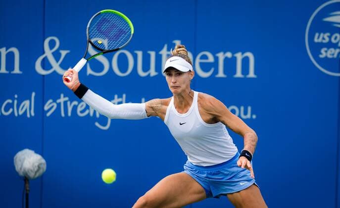 Mandatory Credit: Photo by Rob Prange Shutterstock (12288671b) Polona Hercog of Slovenia in action during qualifications at the 2021 Western & Southern Open WTA, Tennis Damen 1000 tennis tournament 2021 Western & Southern Open Day 1 - 14 Aug 2021 2021 Western & Southern Open Day 1 - 14 Aug 2021  Copyright: xRobxPrange Shutterstockx 12288671b
