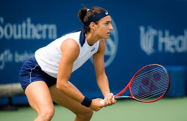 Mandatory Credit: Photo by Rob Prange Shutterstock (12288671n) Caroline Garcia of France in action during qualifications at the 2021 Western & Southern Open WTA, Tennis Damen 1000 tennis tournament 2021 Western & Southern Open Day 1 - 14 Aug 2021 2021 Western & Southern Open Day 1 - 14 Aug 2021  Copyright: xRobxPrange Shutterstockx 12288671n