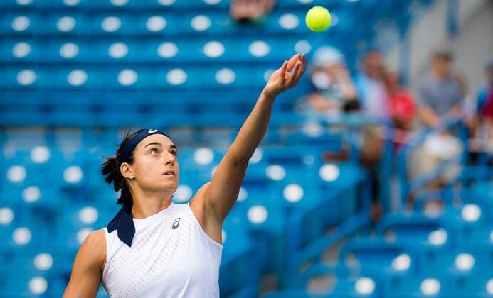 Mandatory Credit: Photo by Rob Prange Shutterstock (12288671p) Caroline Garcia of France in action during qualifications at the 2021 Western & Southern Open WTA, Tennis Damen 1000 tennis tournament 2021 Western & Southern Open Day 1 - 14 Aug 2021 2021 Western & Southern Open Day 1 - 14 Aug 2021  Copyright: xRobxPrange Shutterstockx 12288671p
