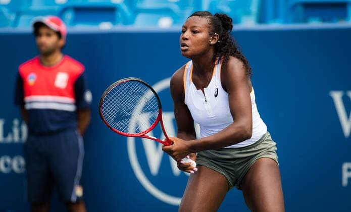 Mandatory Credit: Photo by Rob Prange Shutterstock (12288671k) Alycia Parks of the United States in action during qualifications at the 2021 Western & Southern Open WTA, Tennis Damen 1000 tennis tournament 2021 Western & Southern Open Day 1 - 14 Aug 2021 2021 Western & Southern Open Day 1 - 14 Aug 2021  Copyright: xRobxPrange Shutterstockx 12288671k