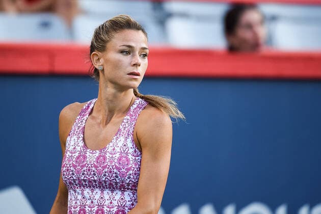 August 14, 2021: Look on Camila Giorgi (ITA) during the WTA, Tennis Damen National Bank Open semifinal match at IGA Stadium in Montreal, Quebec. CSM Montreal Canada - ZUMAc04_ 20210814_zaf_c04_071 Copyright: xDavidxKirouacx