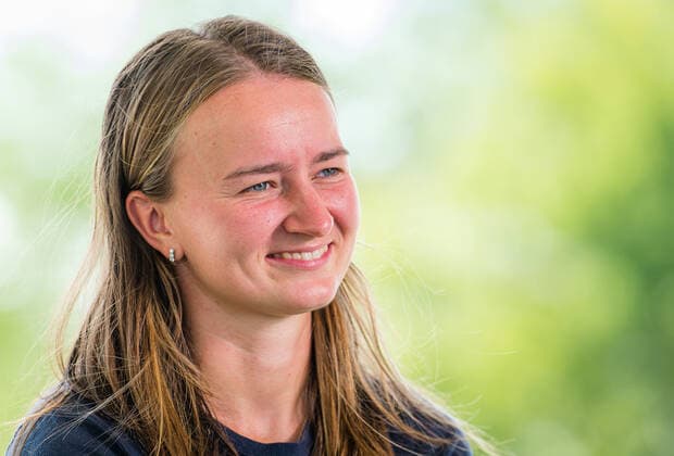 August 14, 2021, CINCINNATI, UNITED STATES: Barbora Krejcikova of the Czech Republic talks to the media ahead of the 2021 Western & Southern Open WTA, Tennis Damen 1000 tennis tournament CINCINNATI UNITED STATES - ZUMAa181 20210814_zaa_a181_306 Copyright: xRobxPrangex