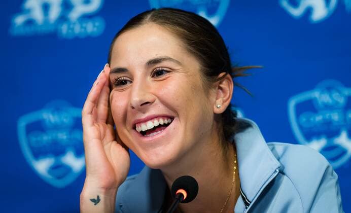 Mandatory Credit: Photo by Rob Prange Shutterstock (12293268u) Belinda Bencic of Switzerland talks to the media ahead of the 2021 Western & Southern Open WTA, Tennis Damen 1000 tennis tournament 2021 Western & Southern Open Day 2 - 15 Aug 2021 2021 Western & Southern Open Day 2 - 15 Aug 2021  Copyright: xRobxPrange Shutterstockx 12293268u