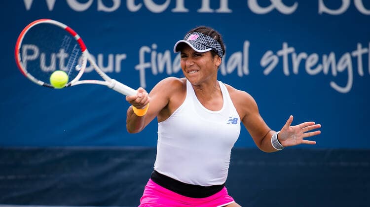 August 15, 2021, CINCINNATI, UNITED STATES: Heather Watson of Great Britain in action during qualifications at the 2021 Western & Southern Open WTA, Tennis Damen 1000 tennis tournament against Rebecca Peterson of Sweden CINCINNATI UNITED STATES - ZUMAa181 20210815_zaa_a181_083 Copyright: xRobxPrangex