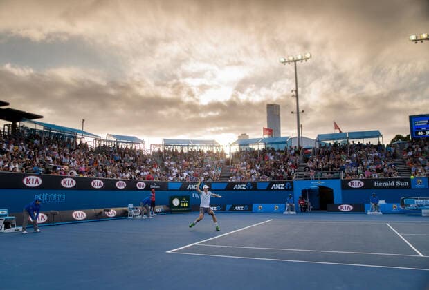 Mandatory Credit: Photo by Mike Frey BPI Shutterstock (4380896kg) Kevin Anderson of South Africa in action during Day 5 of The Australian Open Grand Slam Australian Open Tennis 2015 Day Five Melbourne Park, Melbourne, Australia - 23 Jan 2015 Editorial use only. No merchandising. Australian Open Tennis 2015 Day Five Melbourne Park, Melbourne, Australia - 23 Jan 2015 Editorial use only. No merchandising.  Copyright: xMikexFrey BPI Shutterstockx 4380896kg