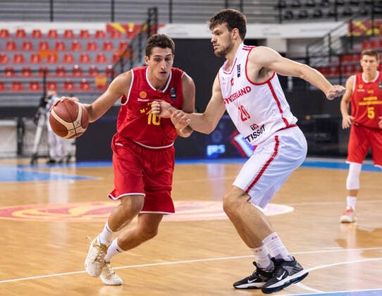 16 08 2021, Skoplje, Jane Sandanski Arena, World Cup European Pre Qualifiers Switzerland North Macedonia, 10 Adem Mekikj North Macedonia against Arnaud Cotture Switzerland Skoplje Skoplje North Macedonia  Copyright: xJustPictures.ch NikolaxKrsticx