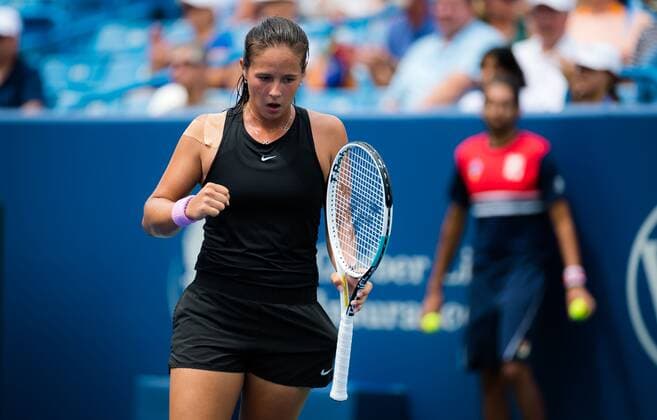 Mandatory Credit: Photo by Rob Prange Shutterstock (12294756u) Daria Kasatkina of Russia in action during the first round of the 2021 Western & Southern Open WTA, Tennis Damen 1000 tennis tournament Western & Southern Open Day Three, Tennis, Cincinnati, USA, 16 Aug 2021 Western & Southern Open Day Three, Tennis, Cincinnati, USA, 16 Aug 2021  Copyright: xRobxPrange Shutterstockx 12294756u
