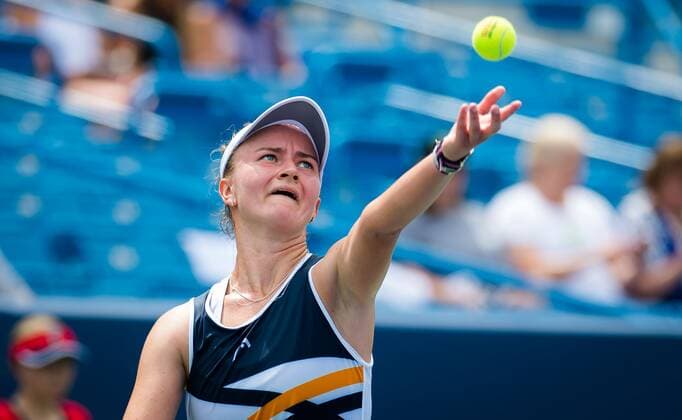 Mandatory Credit: Photo by Rob Prange Shutterstock (12294756ad) Barbora Krejcikova of the Czech Republic in action during the first round of the 2021 Western & Southern Open WTA, Tennis Damen 1000 tennis tournament Western & Southern Open Day Three, Tennis, Cincinnati, USA, 16 Aug 2021 Western & Southern Open Day Three, Tennis, Cincinnati, USA, 16 Aug 2021  Copyright: xRobxPrange Shutterstockx 12294756ad