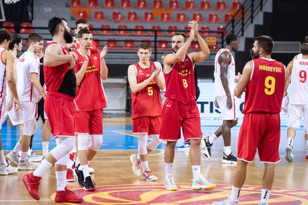 16 08 2021, Skoplje, Jane Sandanski Arena, World Cup European Pre Qualifiers Switzerland North Macedonia, North Macedonia celebrates the win over Switzerland Skoplje North Macedonia.  Copyright: xJustPictures.ch NikolaxKrsticx