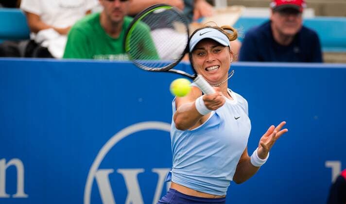 Mandatory Credit: Photo by Rob Prange Shutterstock (12294756au) Paula Badosa of Spain in action during the first round of the 2021 Western & Southern Open WTA, Tennis Damen 1000 tennis tournament Western & Southern Open Day Three, Tennis, Cincinnati, USA, 16 Aug 2021 Western & Southern Open Day Three, Tennis, Cincinnati, USA, 16 Aug 2021  Copyright: xRobxPrange Shutterstockx 12294756au